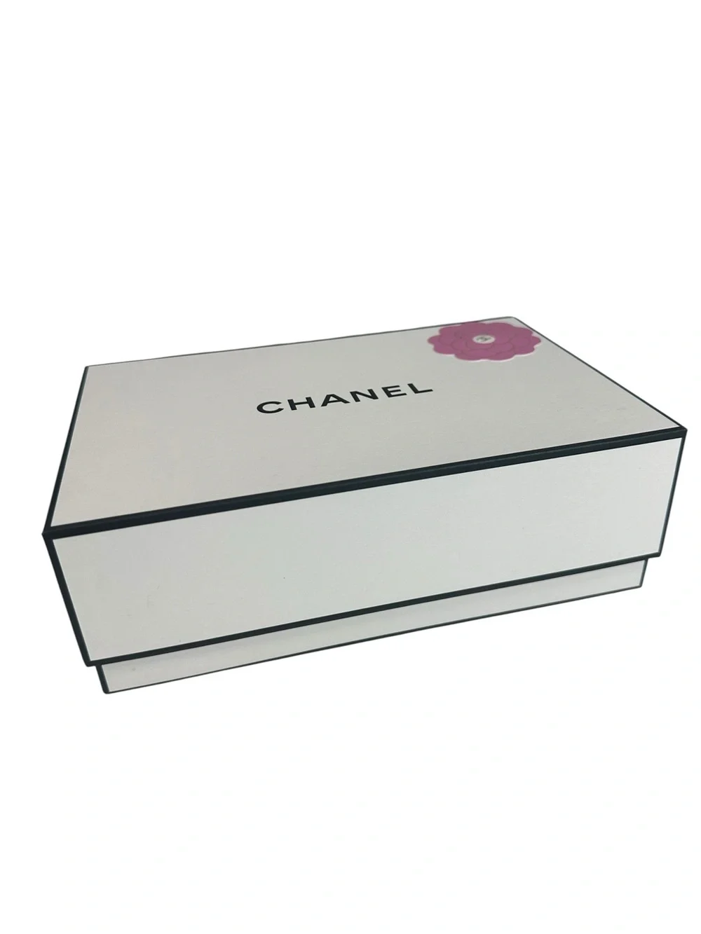 CHANEL White Gift Box with Pink Camellia Accent